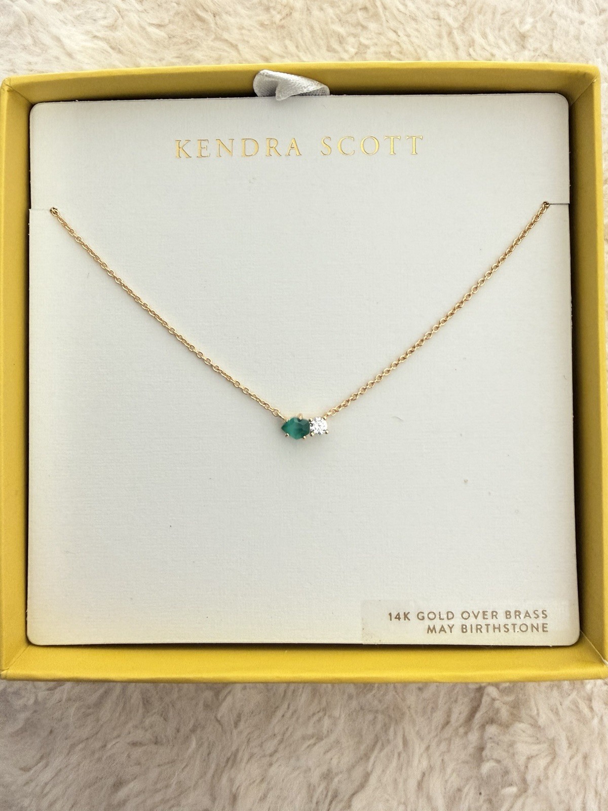 Kendra Scott Jensen MAY Birthstone Pendant Necklace – Emerald Cat’s Eye NWT