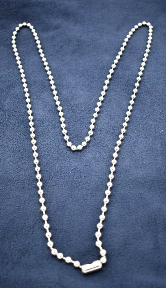 40 INCH 6MM STAINLESS STEEL SILVER BALL CHAIN WITH A STANDARD MILITARY CLASP