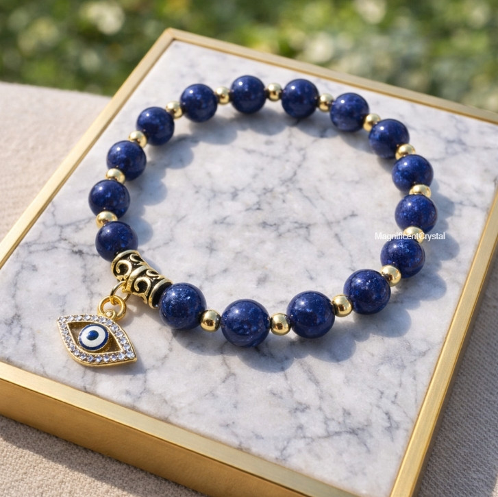Lapis Lazuli Evil Eye Bracelet Crystal Healing Good Luck Protection Jewelry Gift