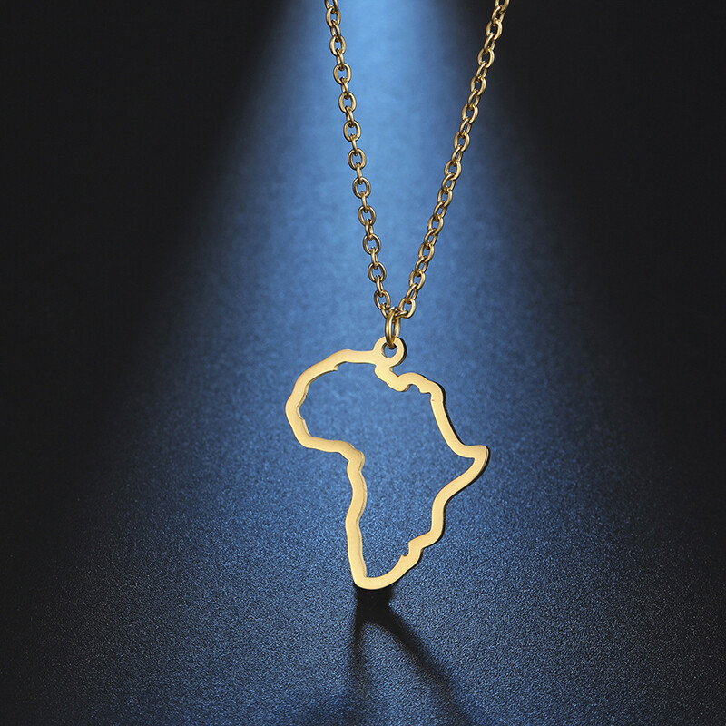 Africa Silhouette Gold Necklace – African Map Outline Pendant