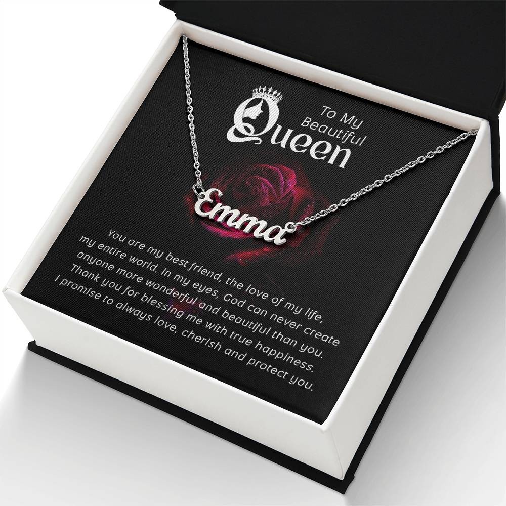 Personalized Queen Name Necklace Gift for Wife Girlfriend Romantic Jewelry