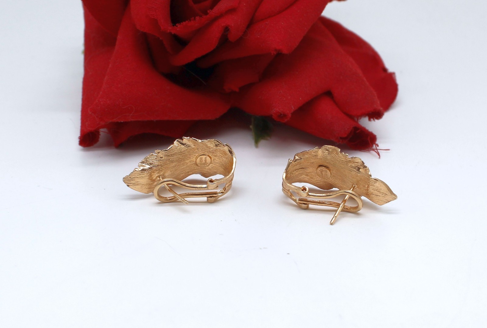 Sterling Silver Vermeil Leaf Dyadema Pierced Earrings 6.82g Cat RESCUE