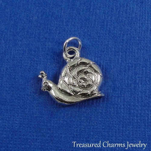 Snail Charm – Silver Plated Spiral Shell Garden Snail Pendant NEW
