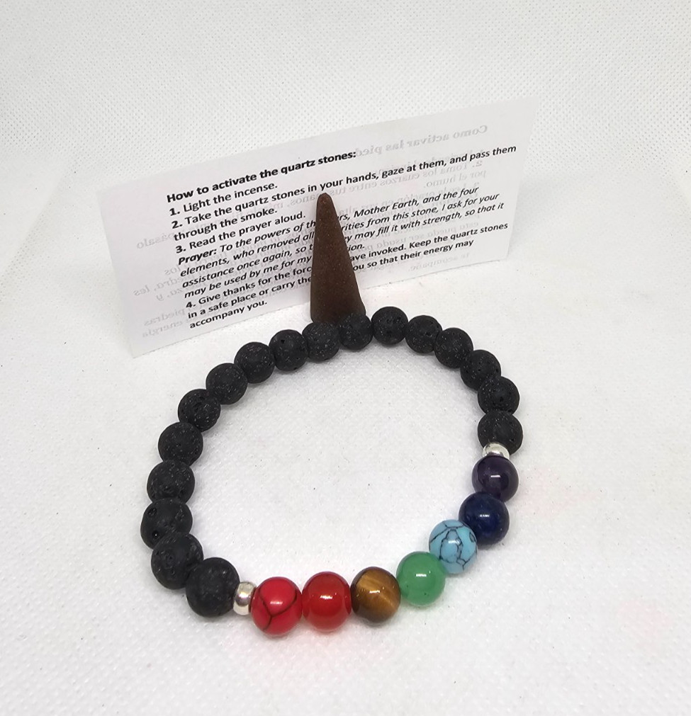 PULSERA 7 CHAKRAS TURMALINA PIEDRA / 7 CHAKRA QUARTZ BRACELET TOURMALINE STONE