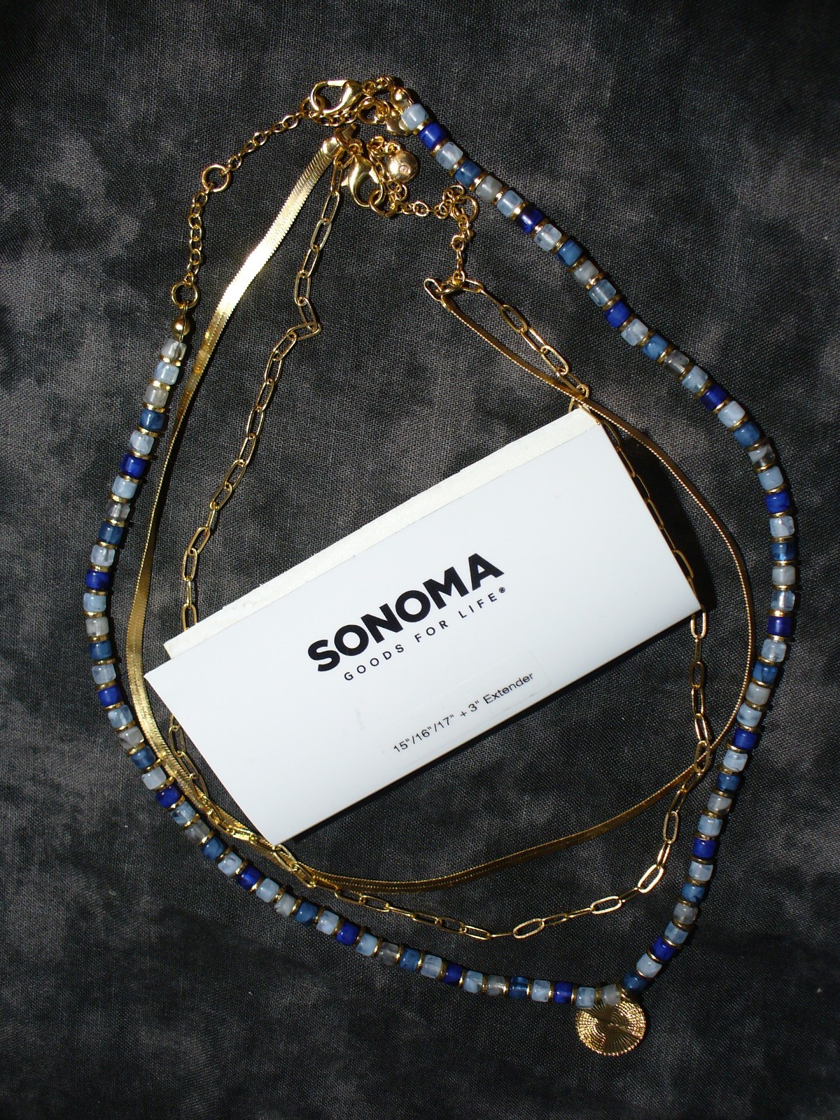 Three Layer Complex Gold Tone Chain Necklace