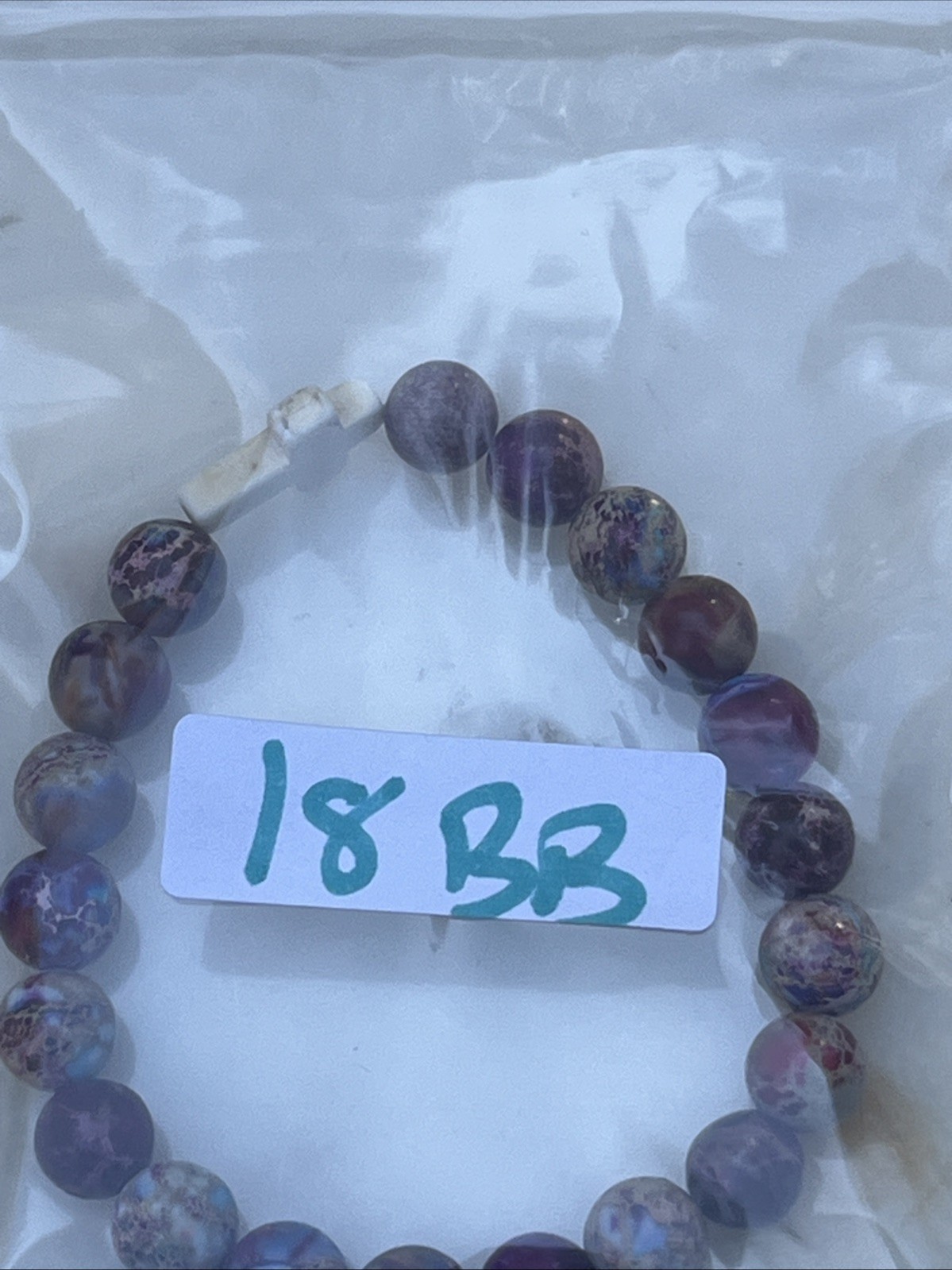 Pull On Stone Beaded Stretch Bracelet with Cross