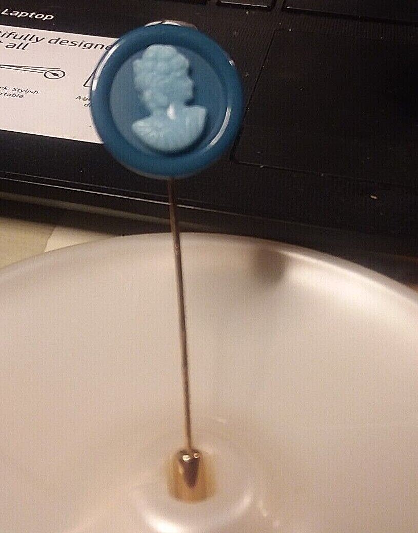 Blue on Blue Cameo Lapel/Hat Stick Pin 08-01-2022