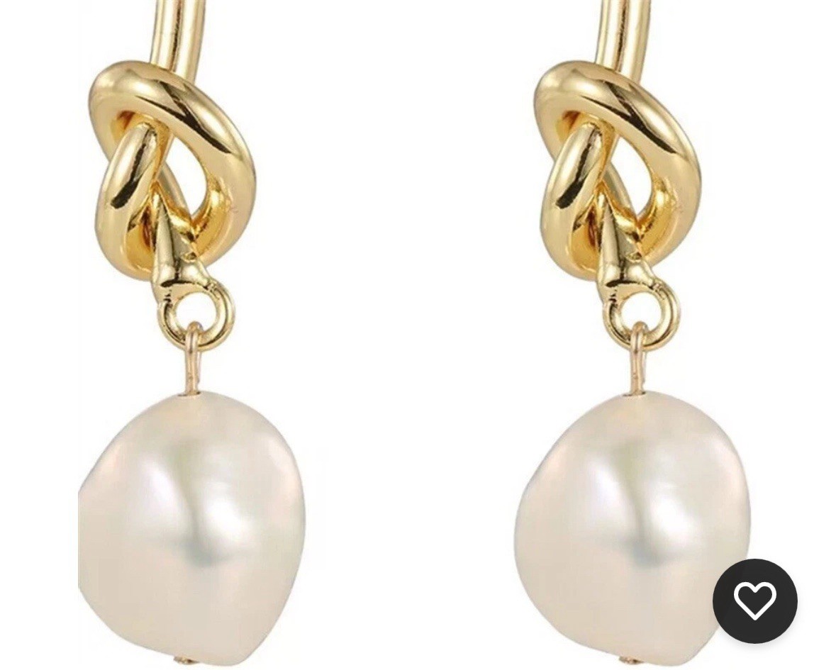 18KGP White Baroque Small Pearl Silver Needle Earrings AAA 02