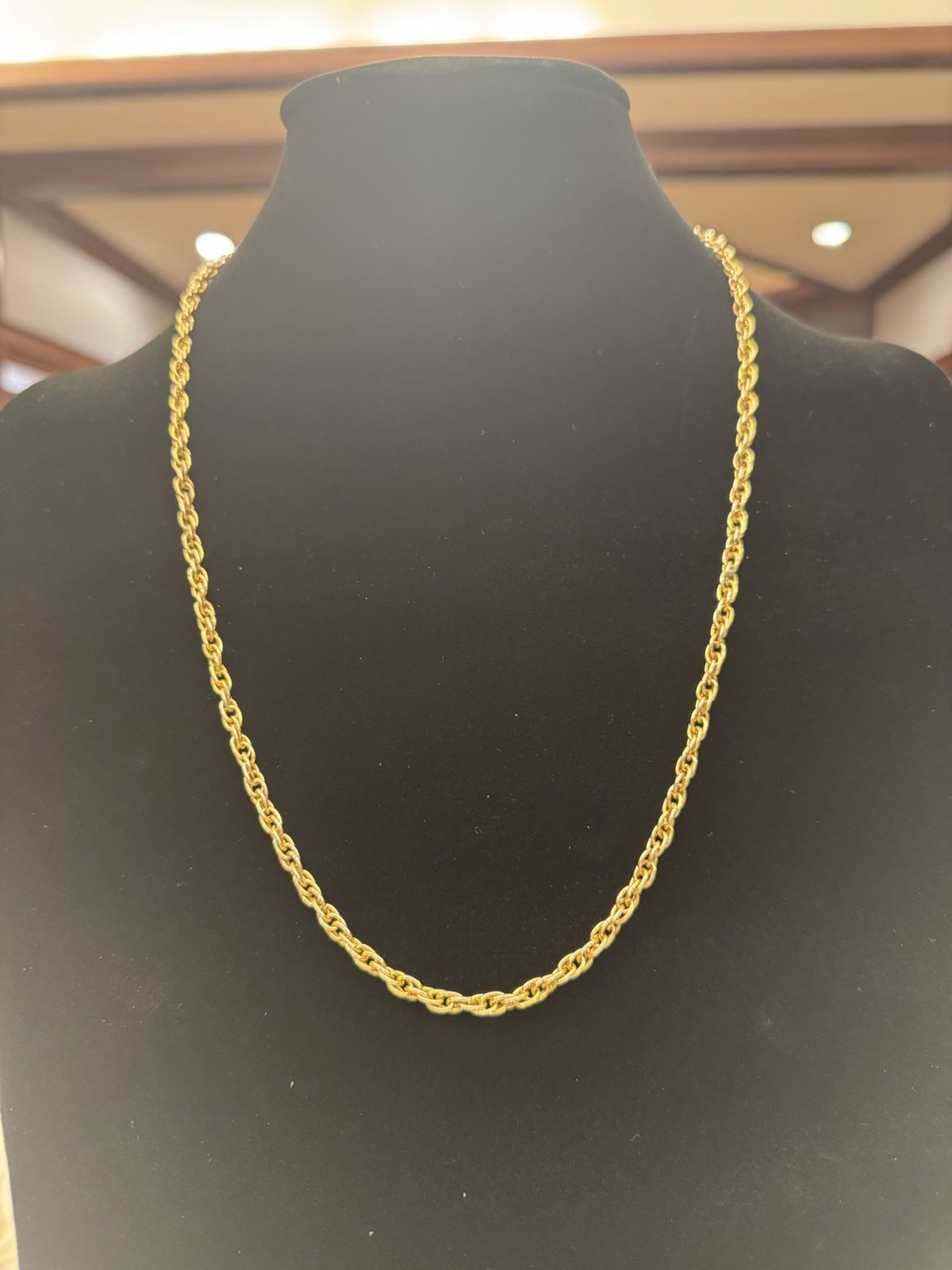 Gold Tone Rope Chain Necklace Classic Twist Link Minimalist Layering
