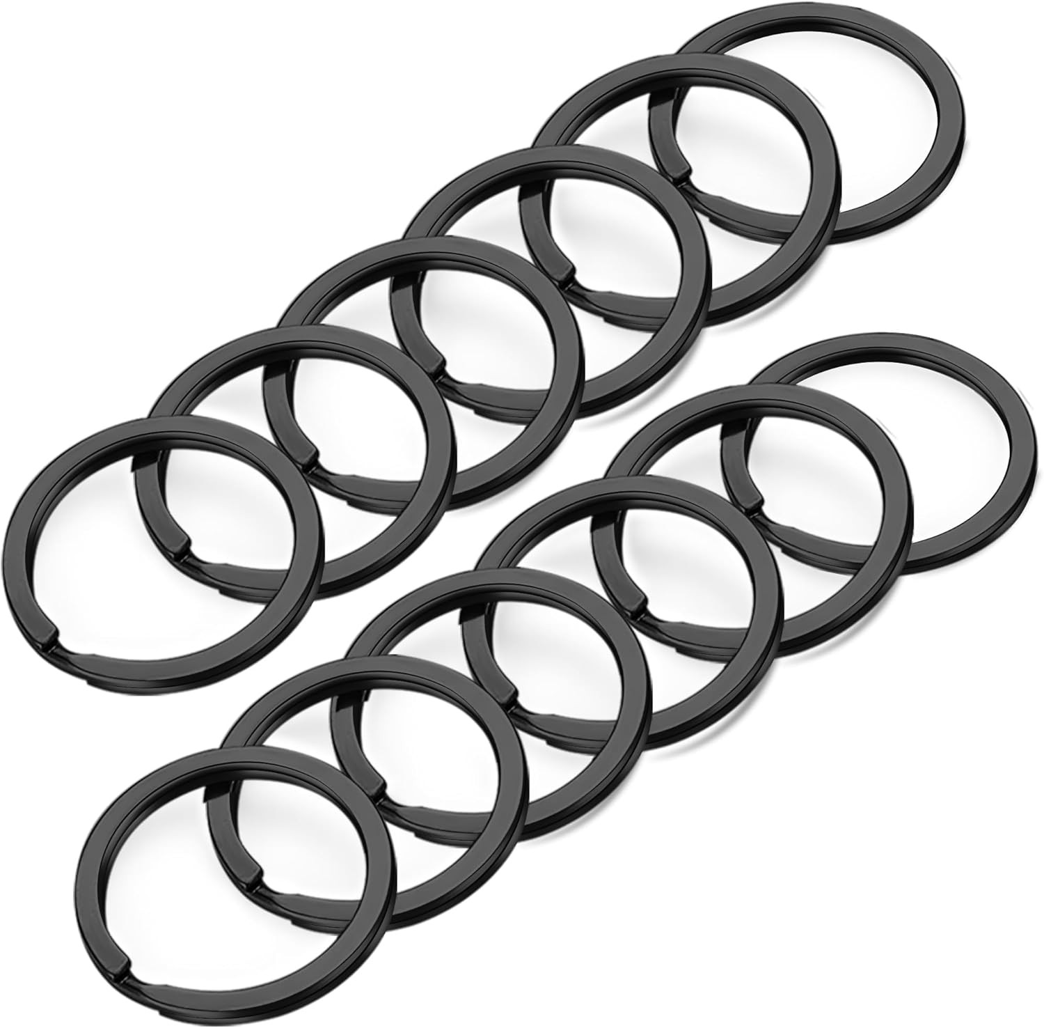 12 Pack Stainless Steel Key Rings, 1.1 Inch Flat Split Keychain Rings for Keys,
