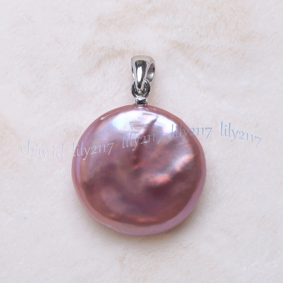 16-17mm Natural Pearl Pink Purple Freshwater Baroque Coin Pearl Pendant 14k Gold