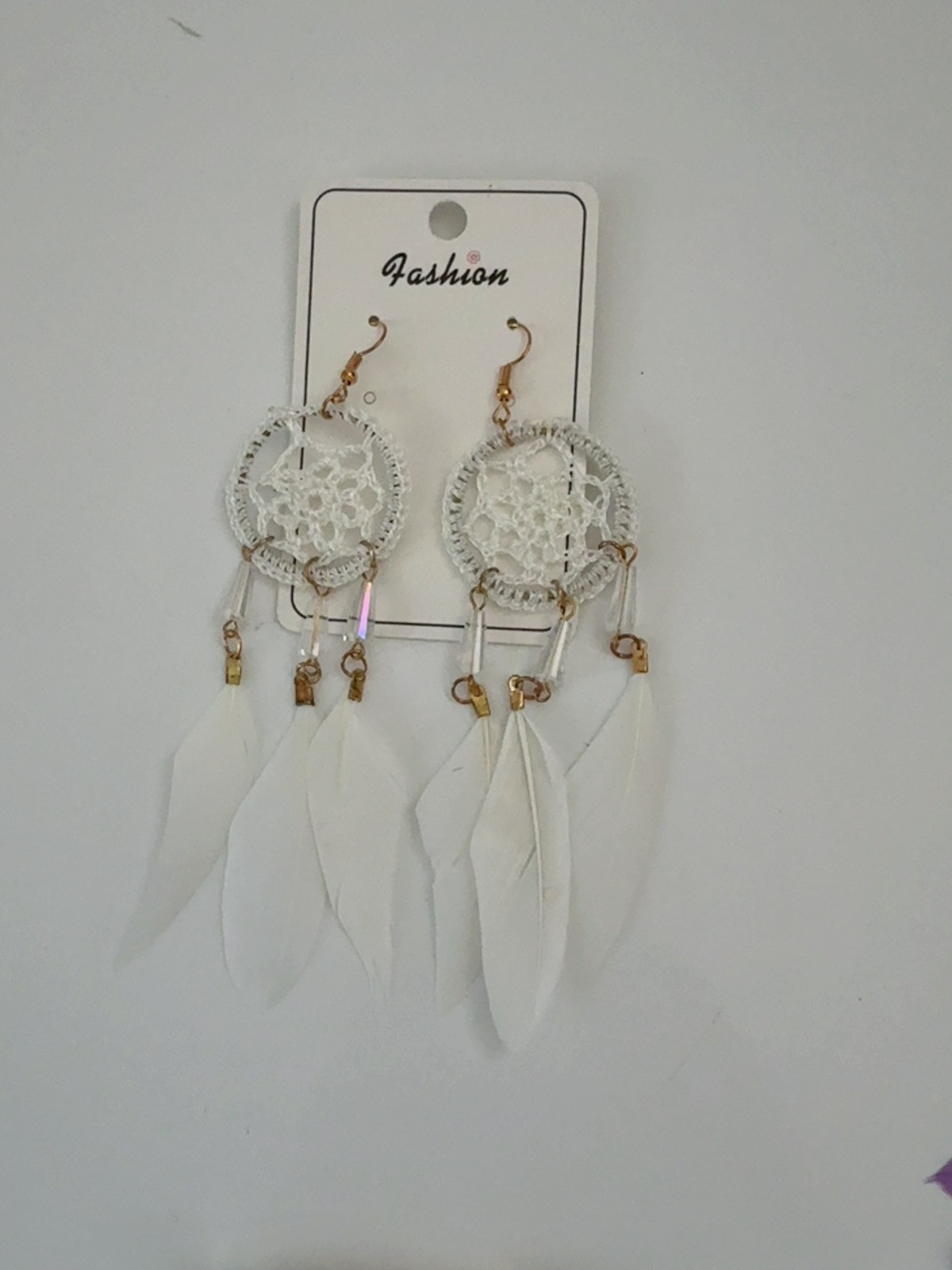 Women Retro Feather Bohemia BOHO Crochet dream catcher Party Long Drop Earrings