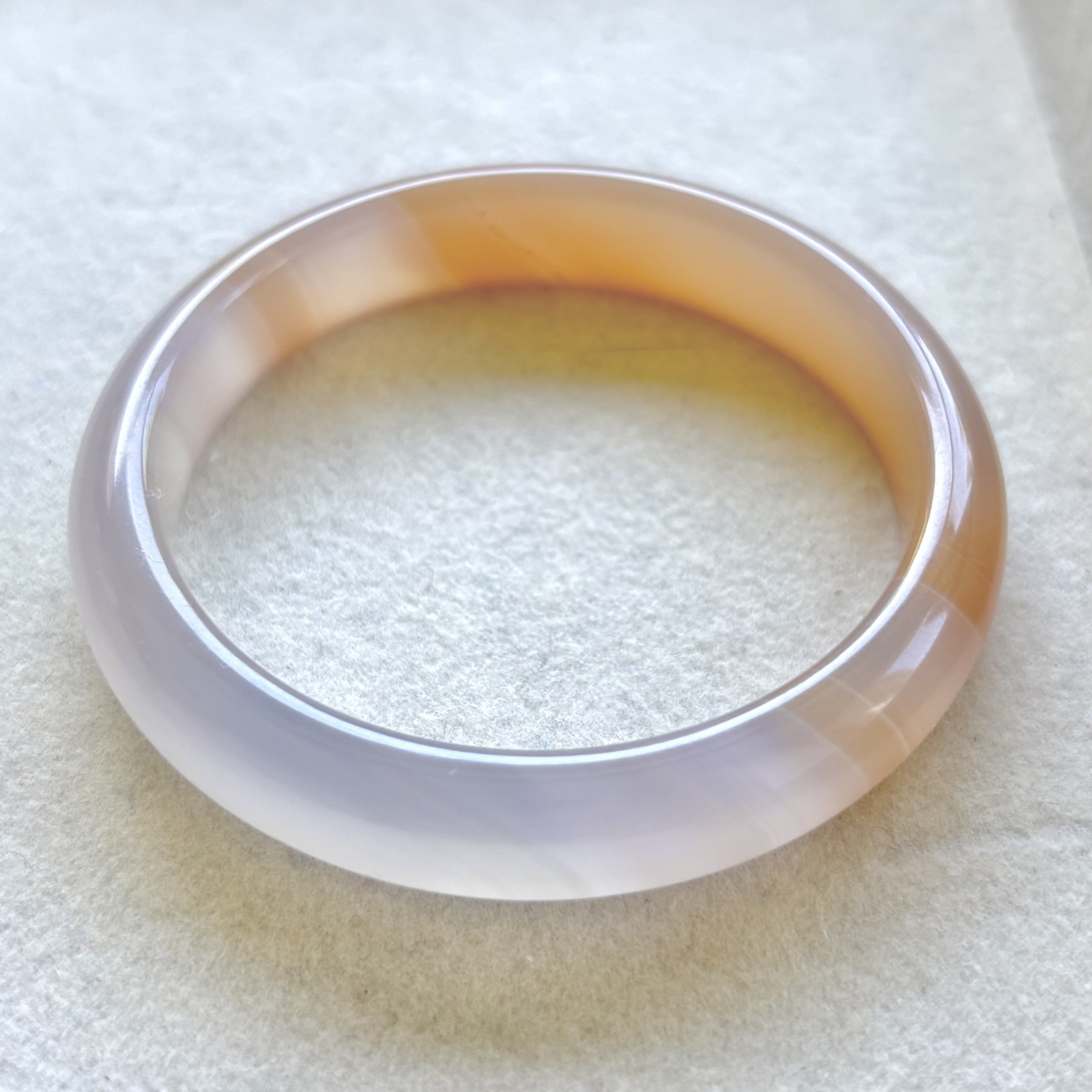 54mm Natural Beige Lace Agate Carnelian Bangle Banded Crystal Healing Bracelet