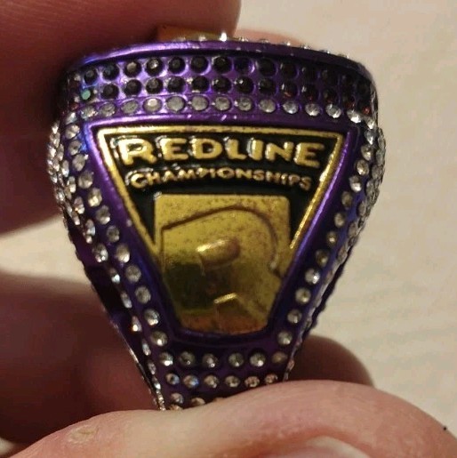 CHEER Championship Ring Purple Size 7 Initial “R” Purple Rhinestone Cheerleader