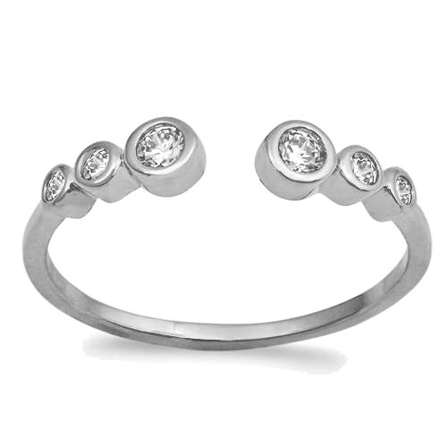 USA Seller Thin Open Cuff Ring Sterling Silver 925 Best Jewelry Selectable Clear
