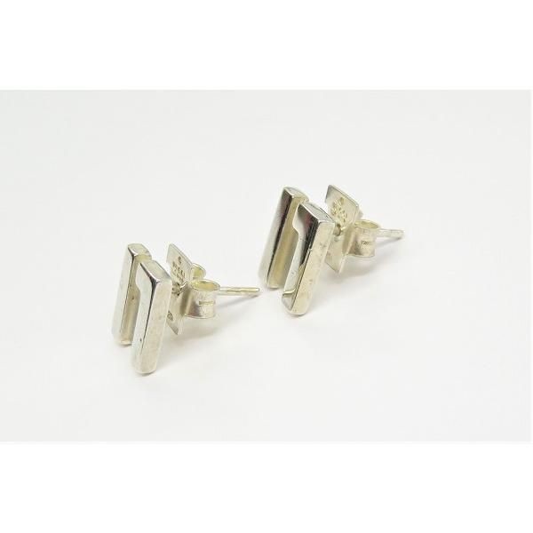 GUCCI Earrings G Logo Silver 925 SV Women Stud Type Engraved Suare 1cm x 0.8cm