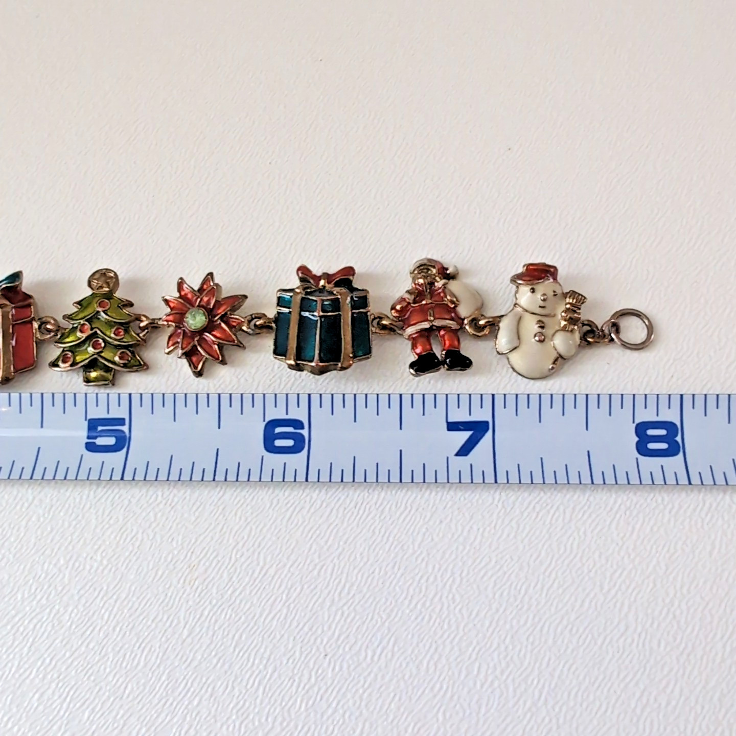Christopher Radko Charm Bracelet 11 Charms Tree Holley Wreath Snowman Holiday