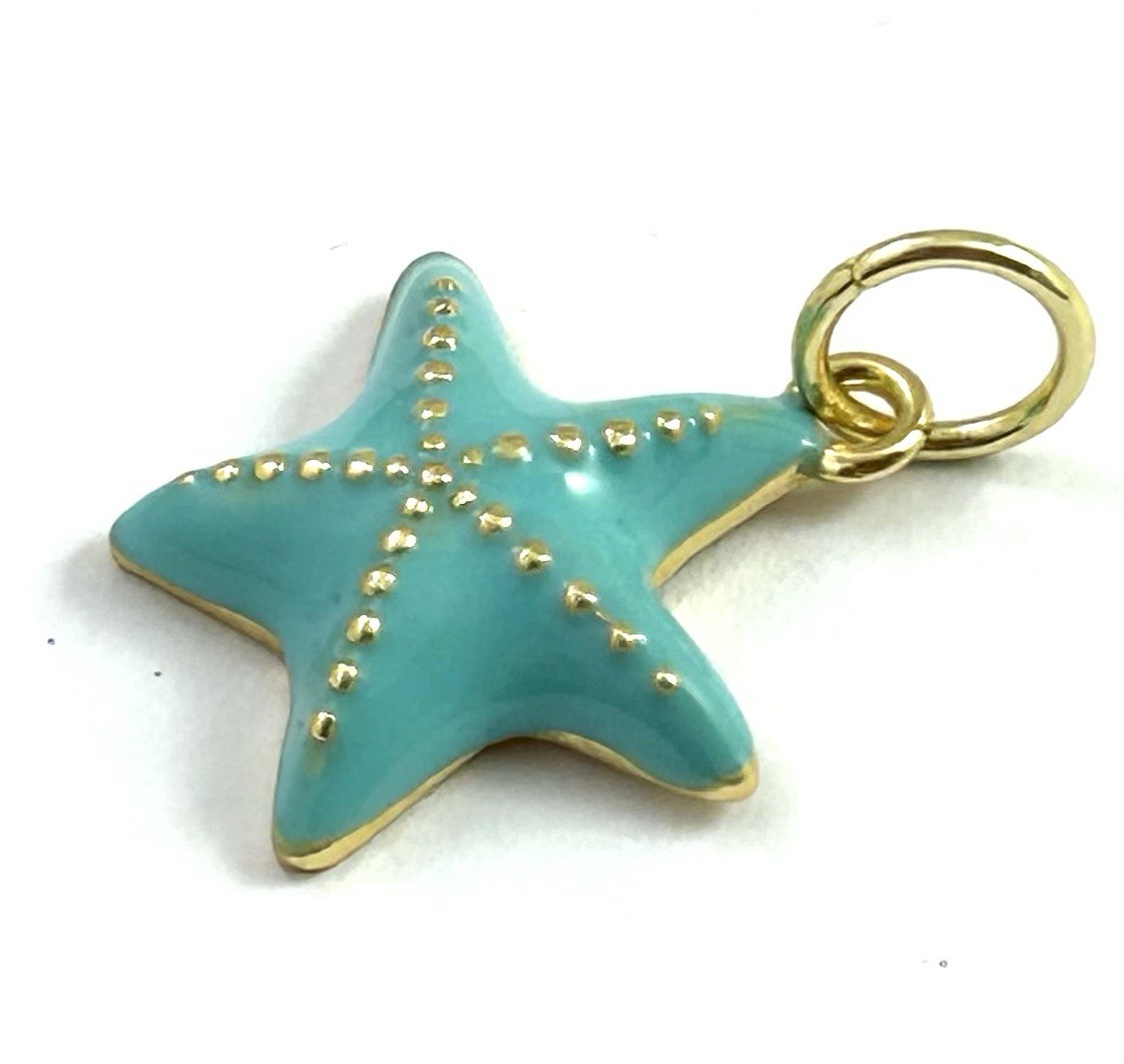 Starfish Charm Necklace Pendant Seashell Gold Plated Enamel Beach Jewelry