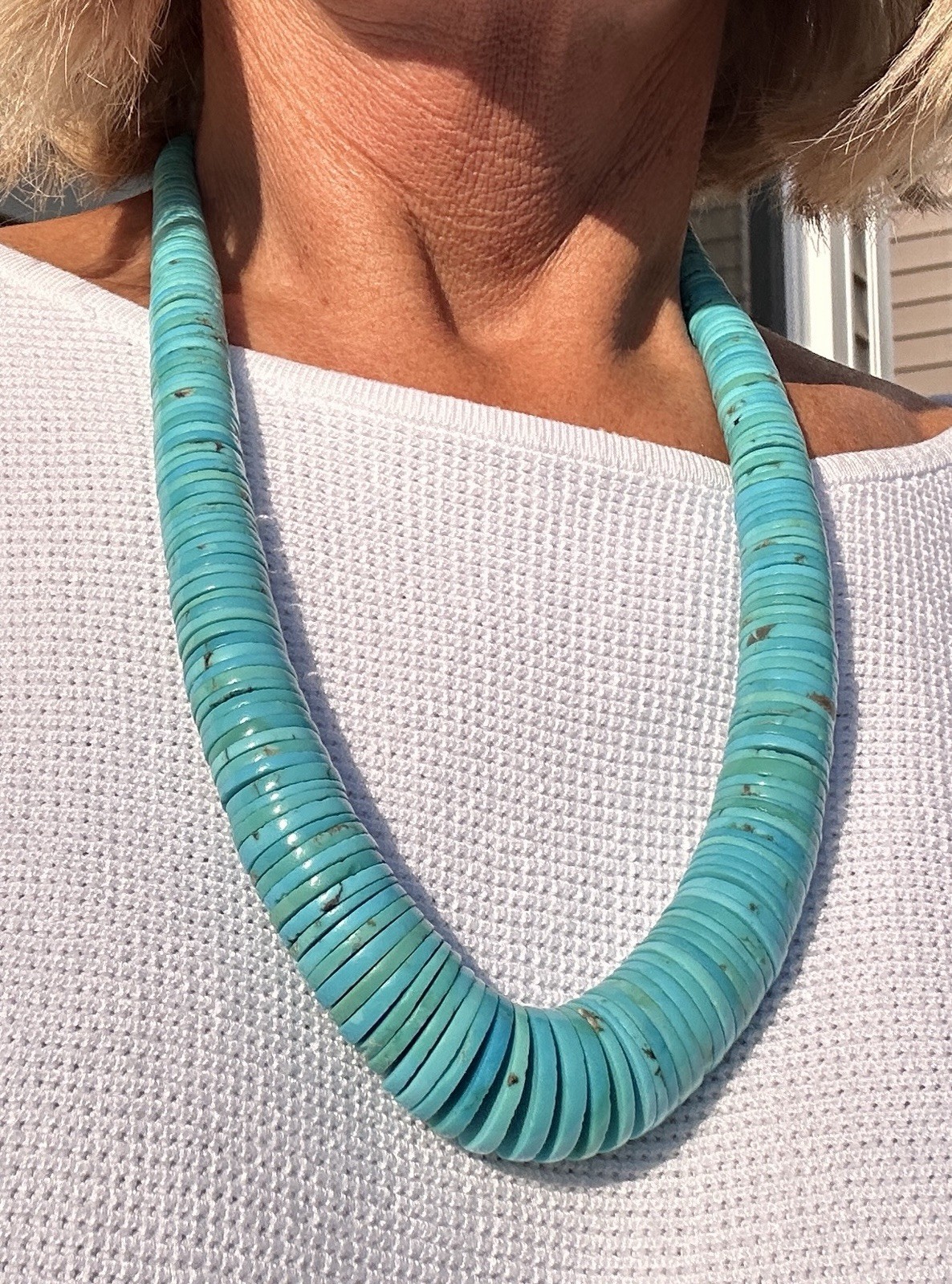 Southwestern Turquoise Graduated Disc Necklace