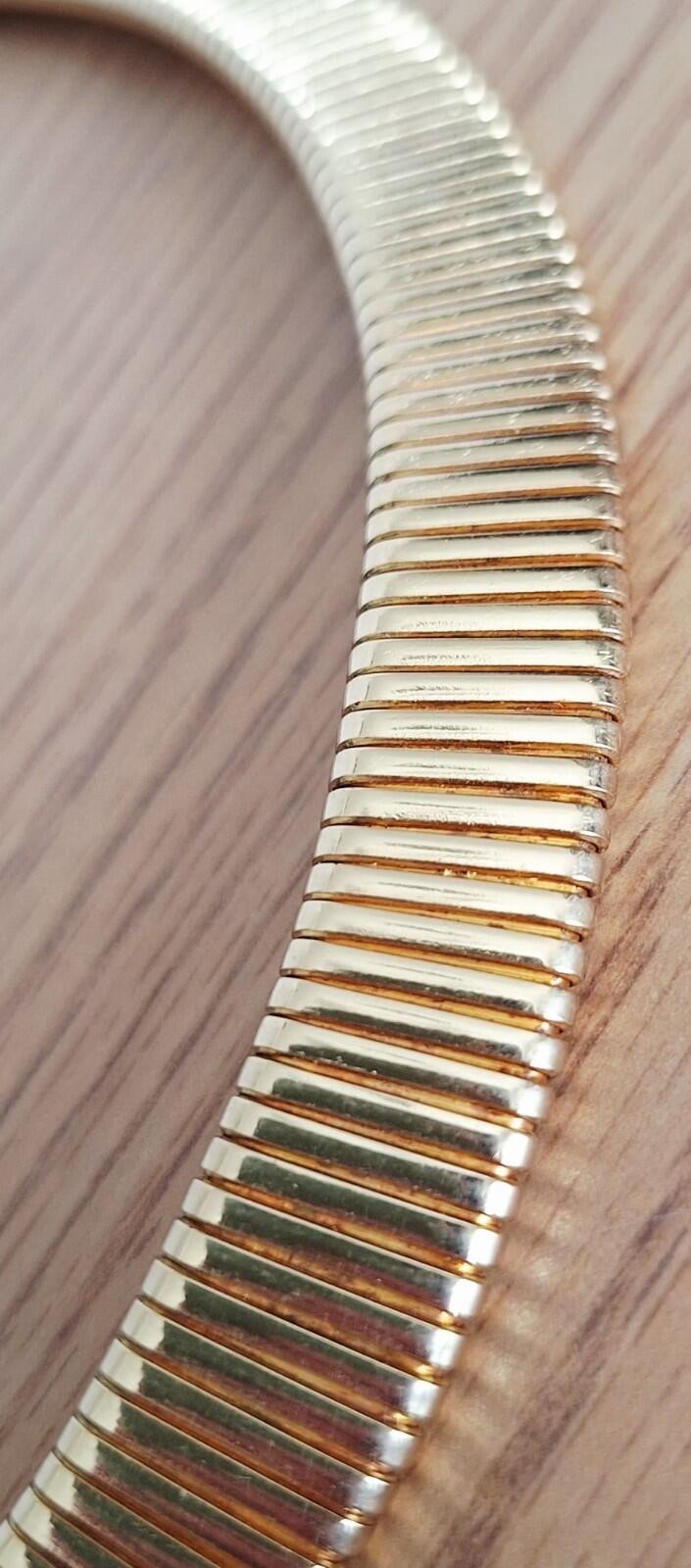 Vintage RMN Gold Tone Omega Tubogas Collar Necklace – Bold Statement Choker