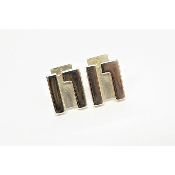 GUCCI Earrings G Logo Silver 925 SV Women Stud Type Engraved Suare 1cm x 0.8cm