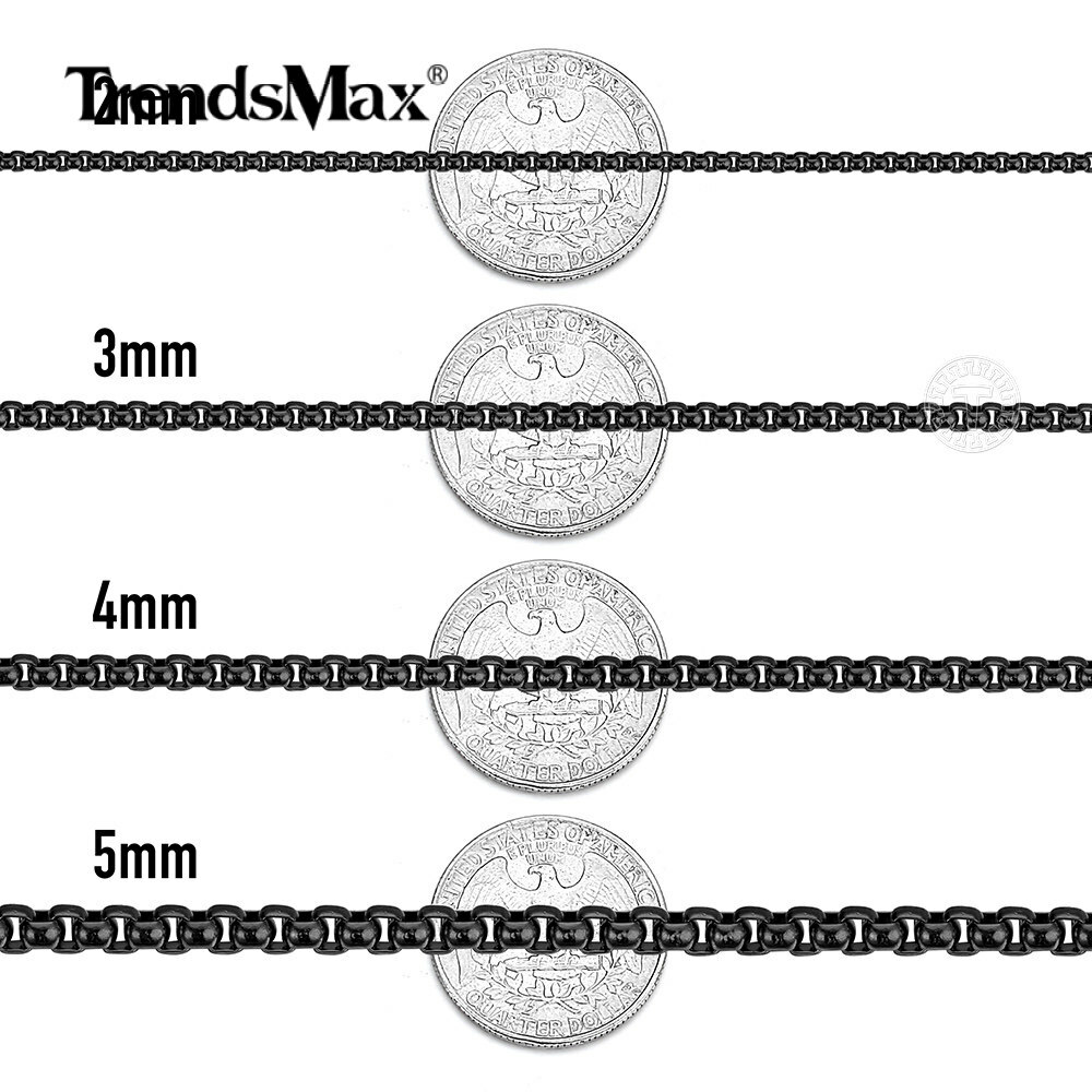 2/3/4/5MM Round Box Link Chain Necklace Gold Plated Choker 16-36″ For Men Women
