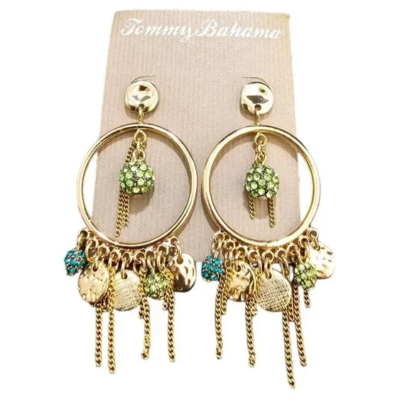 Tommy Bahama Gold Plated Green Starfish Abound Statement Earrings NWT MSRP $68