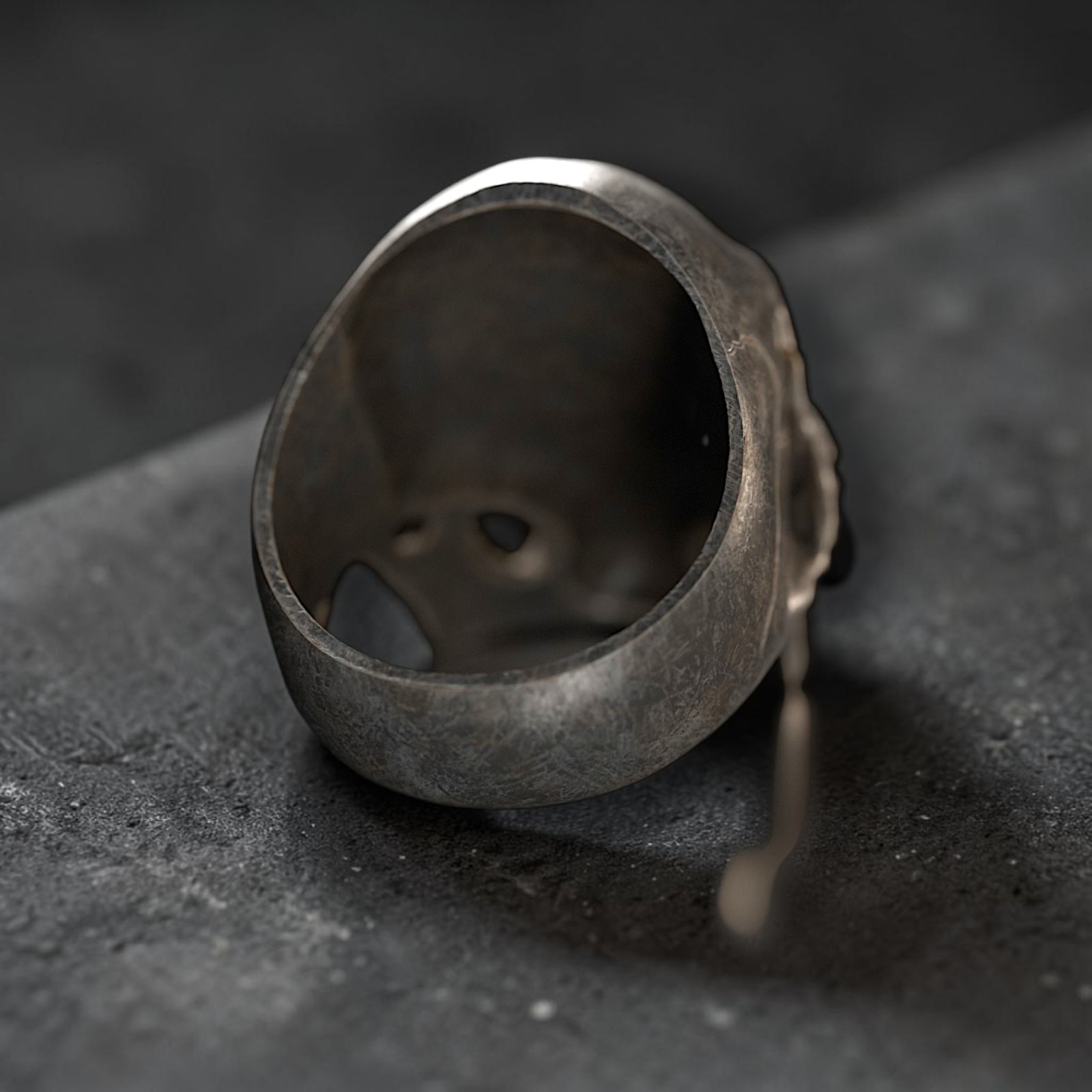 Sterling Silver Skull Ring, Gothic Biker Punk Rock Statement Jewelry