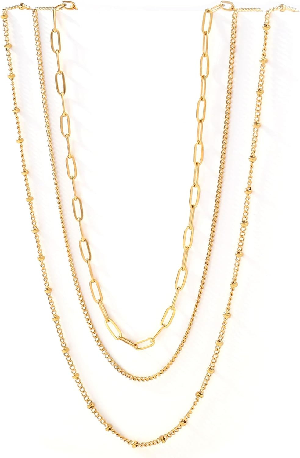 Waterproof Gold Necklace Layered Necklaces for Women Non Tarnish,14K Gold Plated