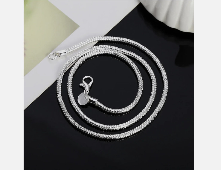925 Sterling Silver Solid Snake Chain Necklace For Men Women