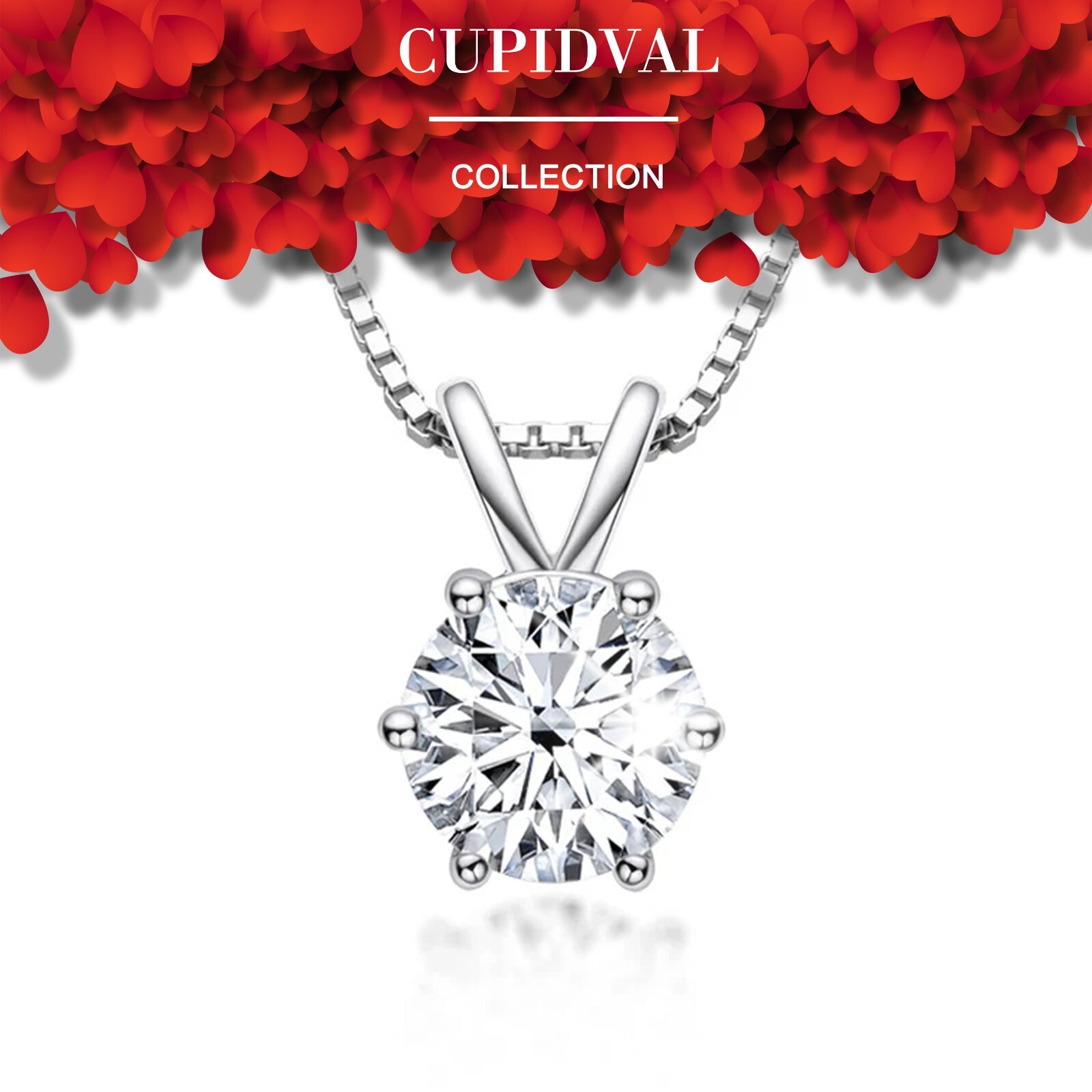 1 CT LAB CREATED MOISSANITE PENDANT 18″ NECKLACE SIX-CLAW 925 STERLING SILVER