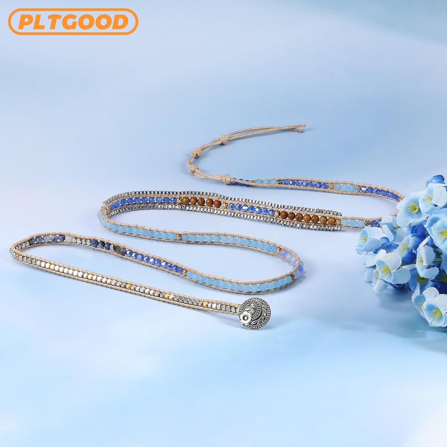 Handmade Boho 5 Wrap Bead Bracelet for Chakra Healing – Unisex Adjustable Design
