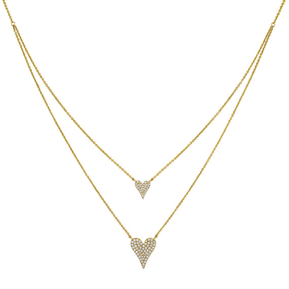 Jennifer Miller Double Pave Heart Layered Necklace