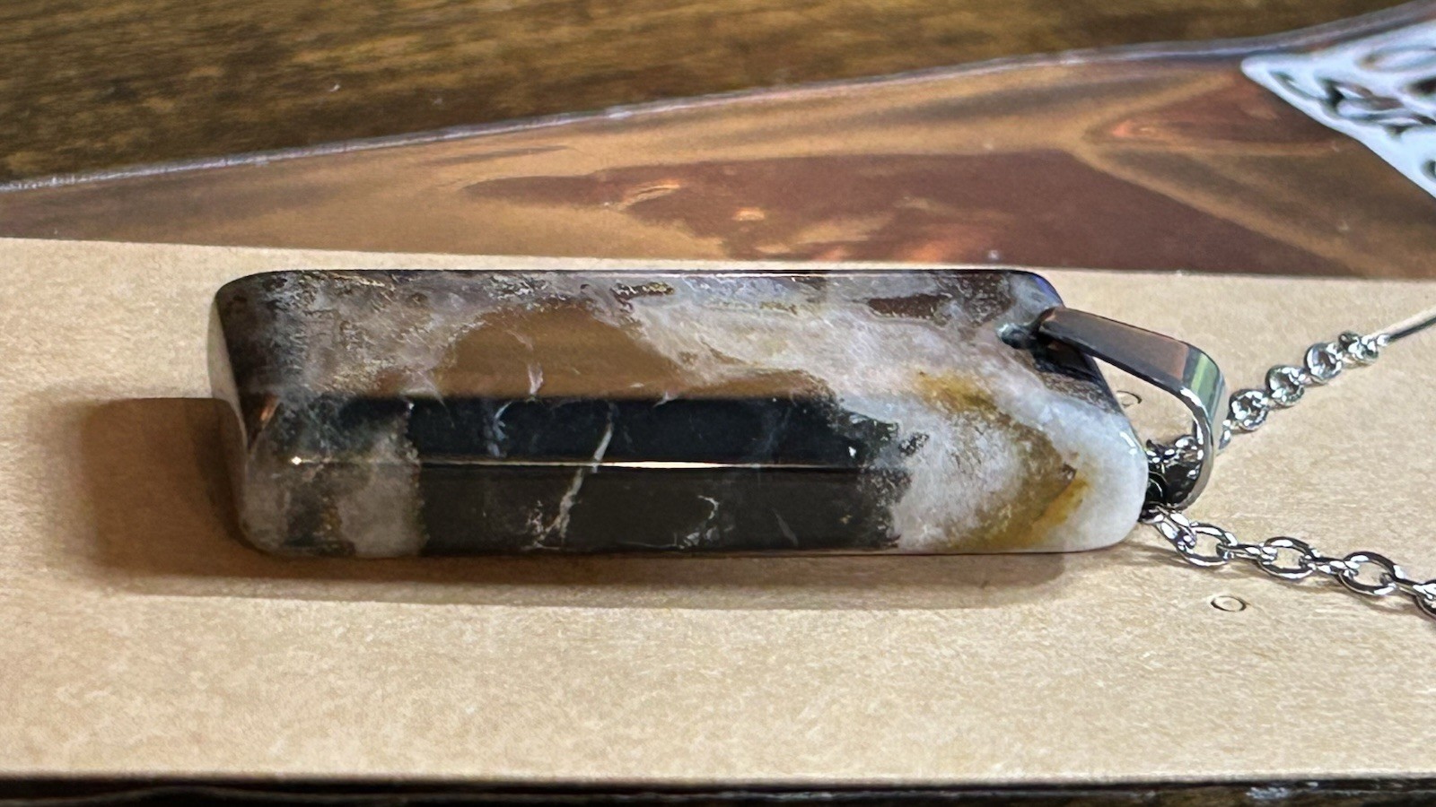 D381. Old Rainbow sea sediment Jasper Pendant Necklace chakra