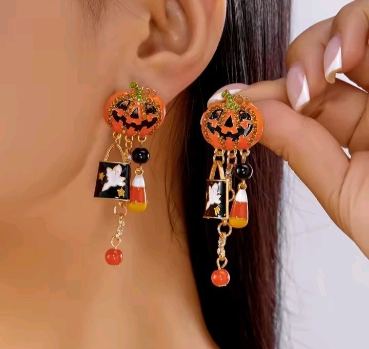 Halloween Earrings Collection Pumpkin Ghost Spider Skeleton Gothic Dangle Gift