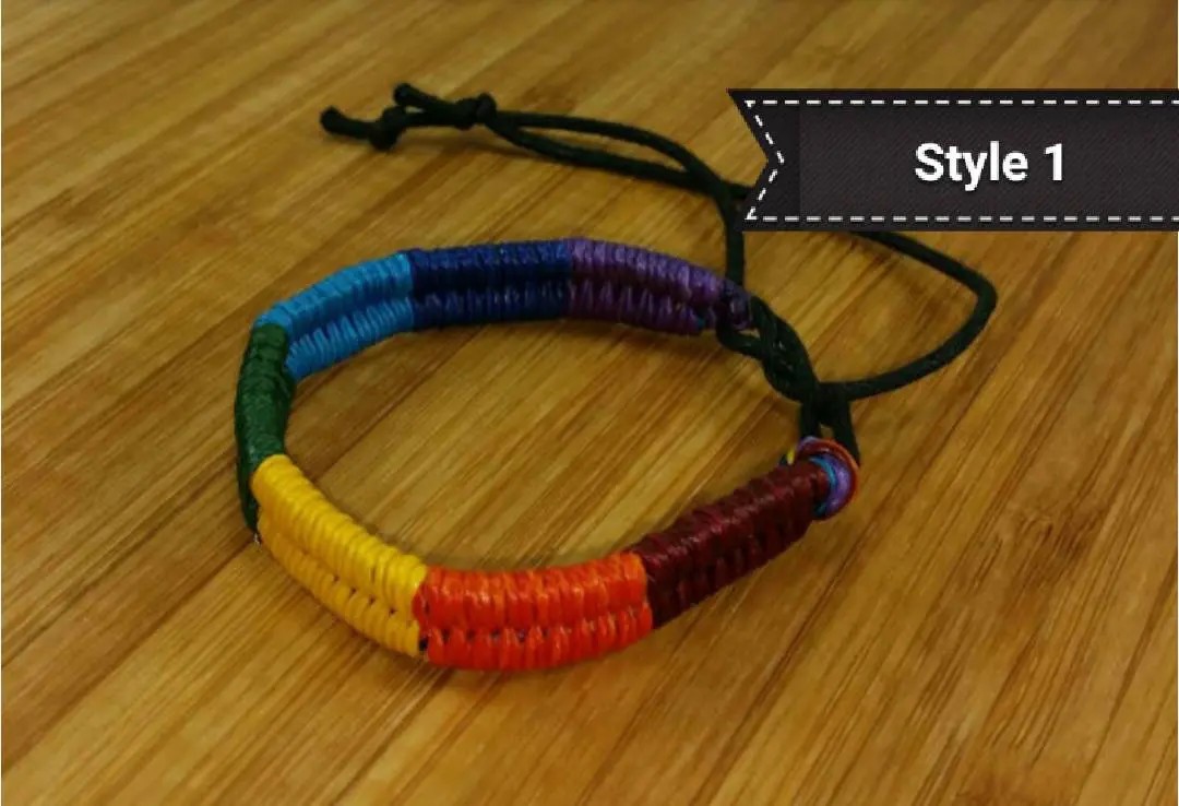 Rainbow Braided Bracelet Adjustable Unisex Pride Cord Bracelet Colorful Woven