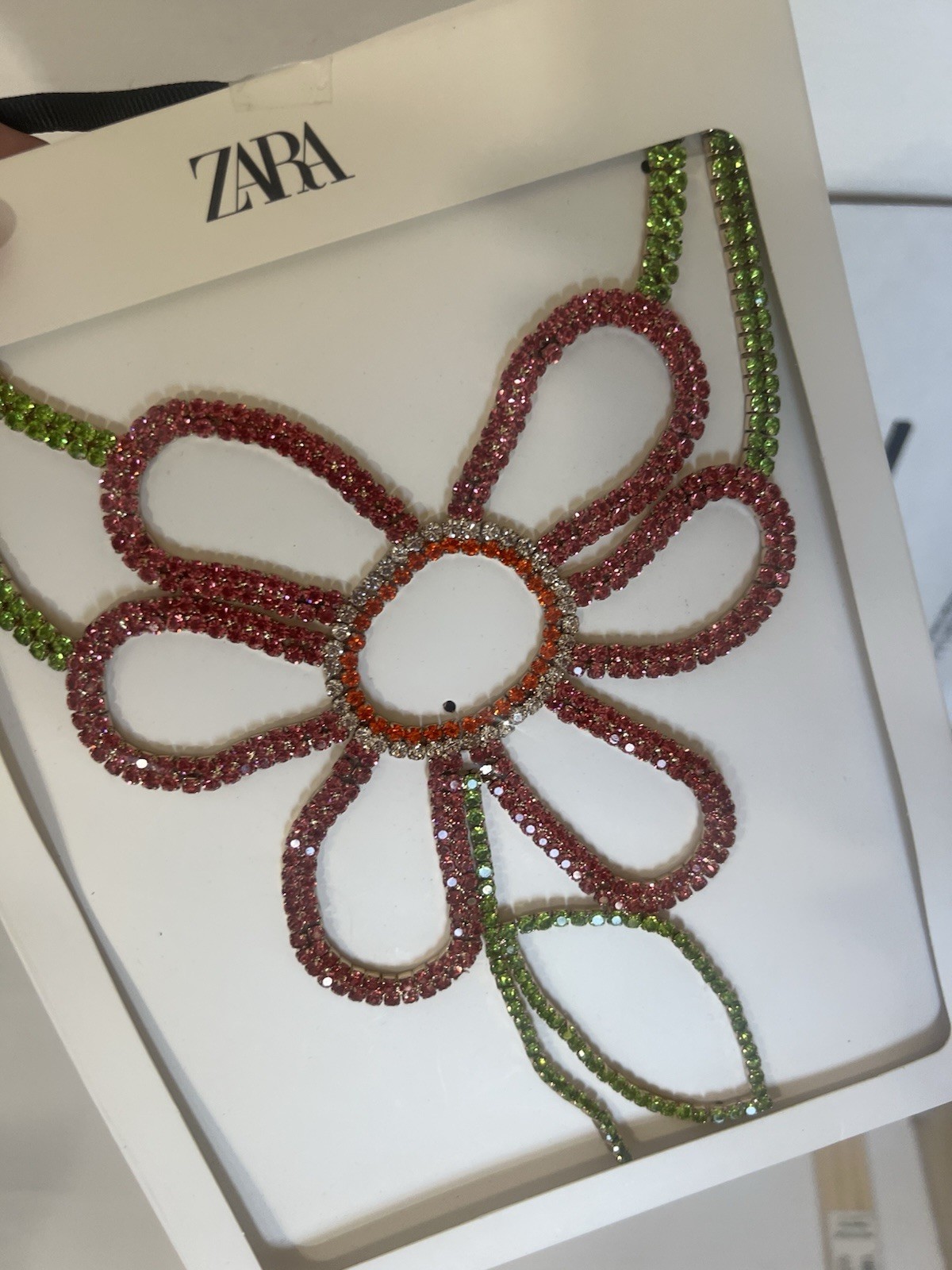 New ZARA Daisy Rhinestone Statement Necklace Special Occasion Unique Y1114e