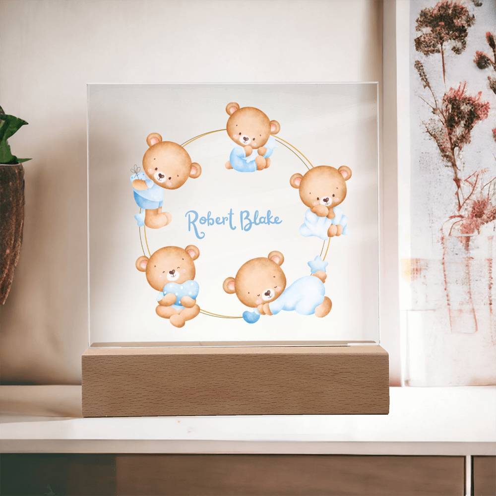 Custom night light for baby boy nursery, baby shower gift