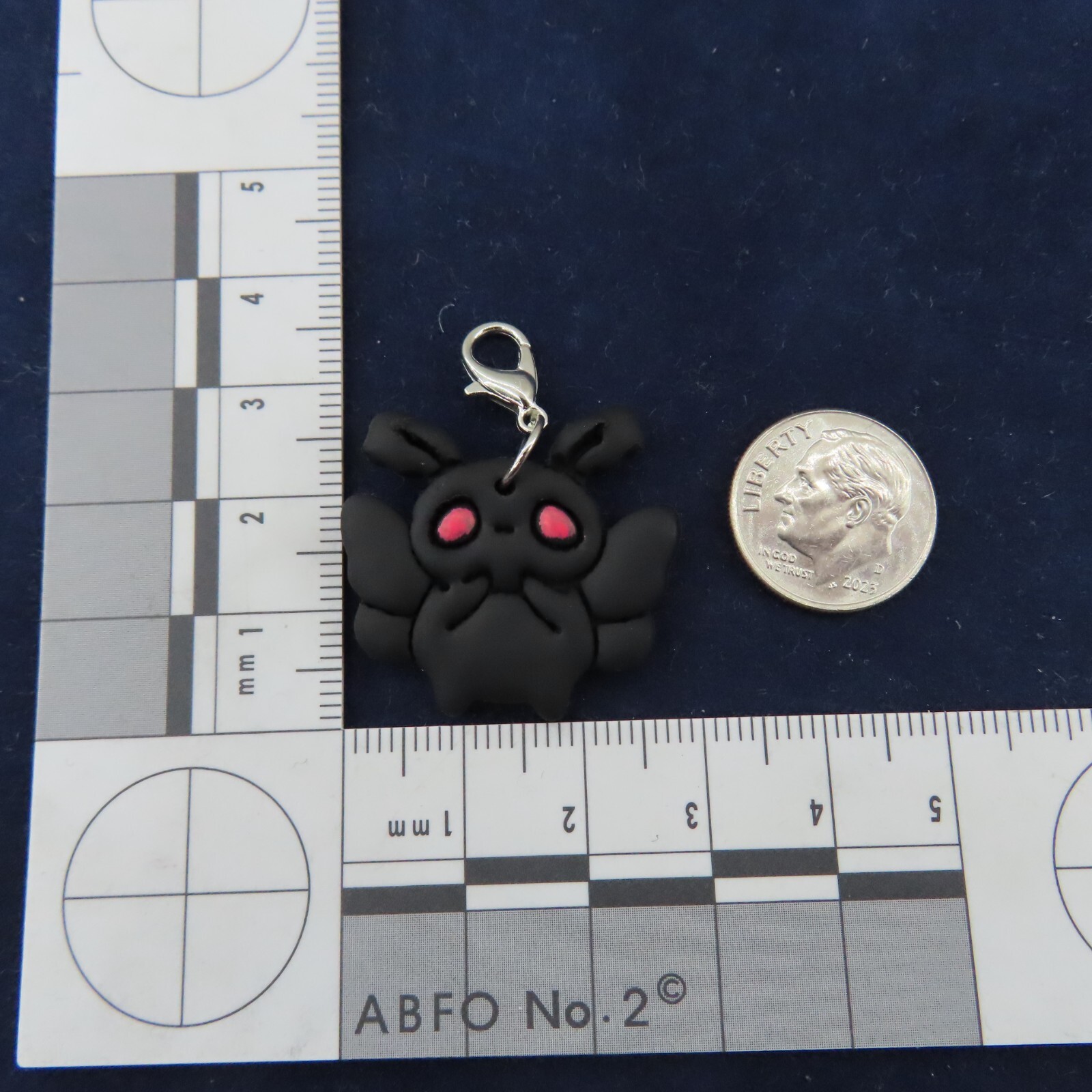 MOTHMAN Charm Zipper Pull Keychain Add On Clip Dangle Cryptid Cartoon Black Red
