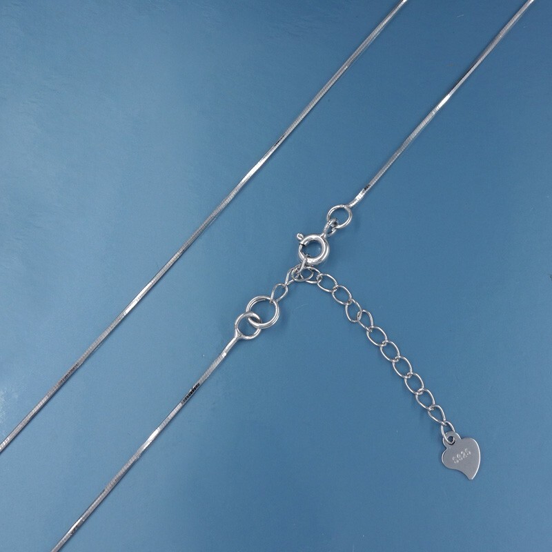 16″ Sterling Silver 0.8mm Flexible Snake Chain Necklace w/ 1.7″ Curb Extender