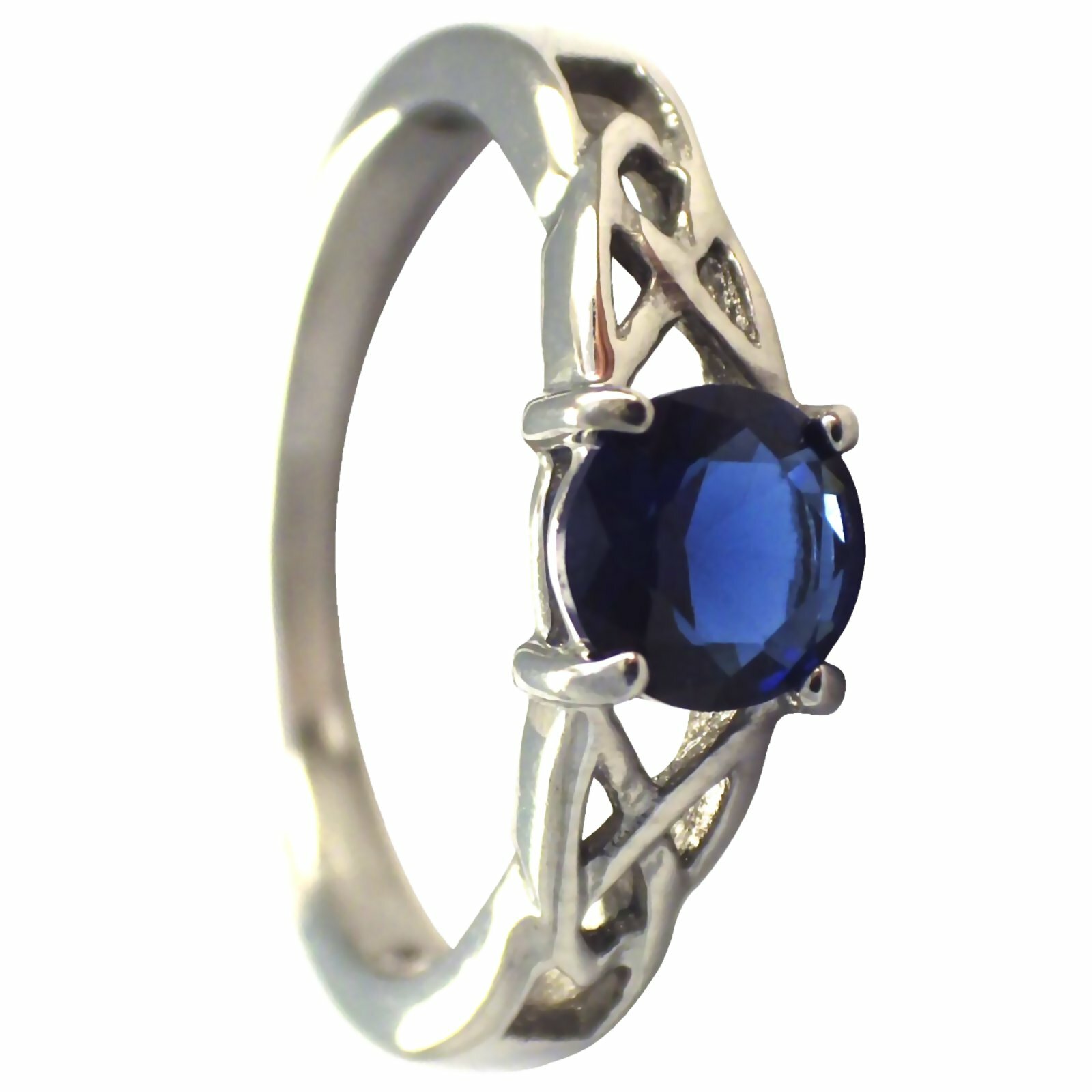 Celtic September Birthstone Ring Blue Cubic Zirconia Engagement Band Sizes 5-10