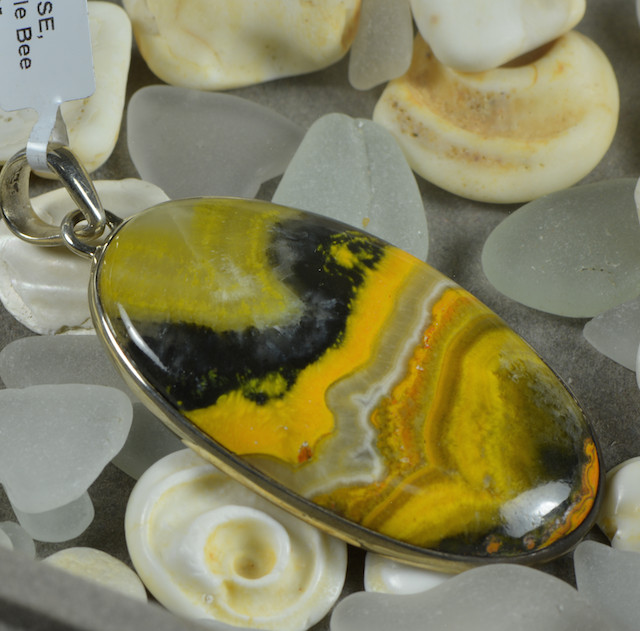 Mustard Jasper pendant Bumblebee Silver Natural Color No Dyeing Special Pattern