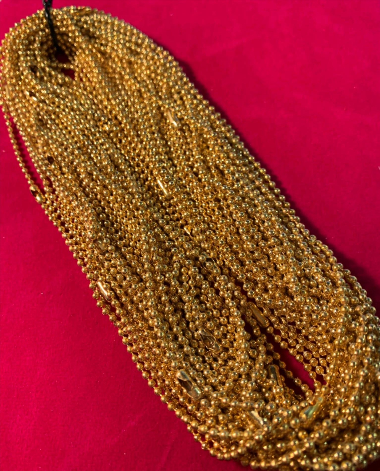 LOT OF 5 14KT GOLD PLATED 18 INCH 2.4MM BALL CHAIN NECKLACE W/ MILITARY CLASP