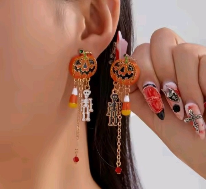 Halloween Earrings Collection Pumpkin Ghost Spider Skeleton Gothic Dangle Gift