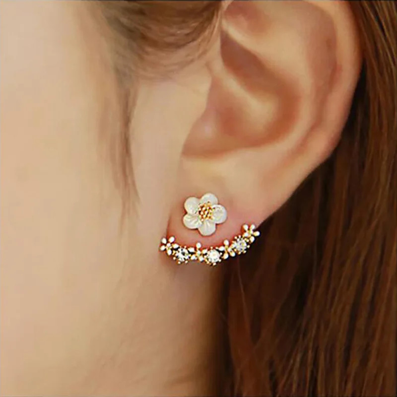 Korean Fashion Daisies Stud Earrings Simple Flower Double Sided Women Jewelry