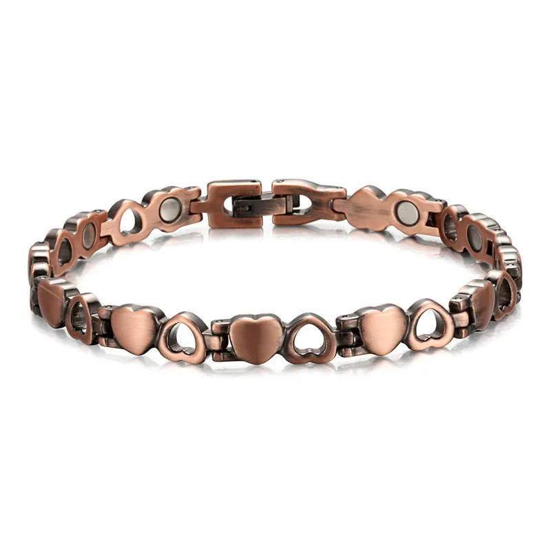 Magnetic Bracelet for Women Vintage Copper Tone Colorful Stones Adjustable Link
