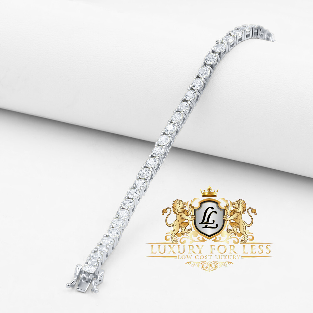 High Quality AAA+ Grade Simulated Diamond White Gold Tone 1 Row Tennis Bracelet