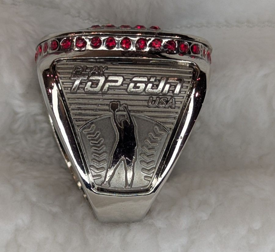 Top Gun Sports USA Championship Ring Baseball Softball Tournament Bling Silver