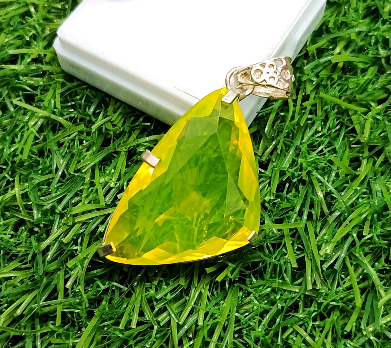 Certified 69.10 Ct Natural Yellow Opal 925 Solid Silver Pendant Loose Gemstone