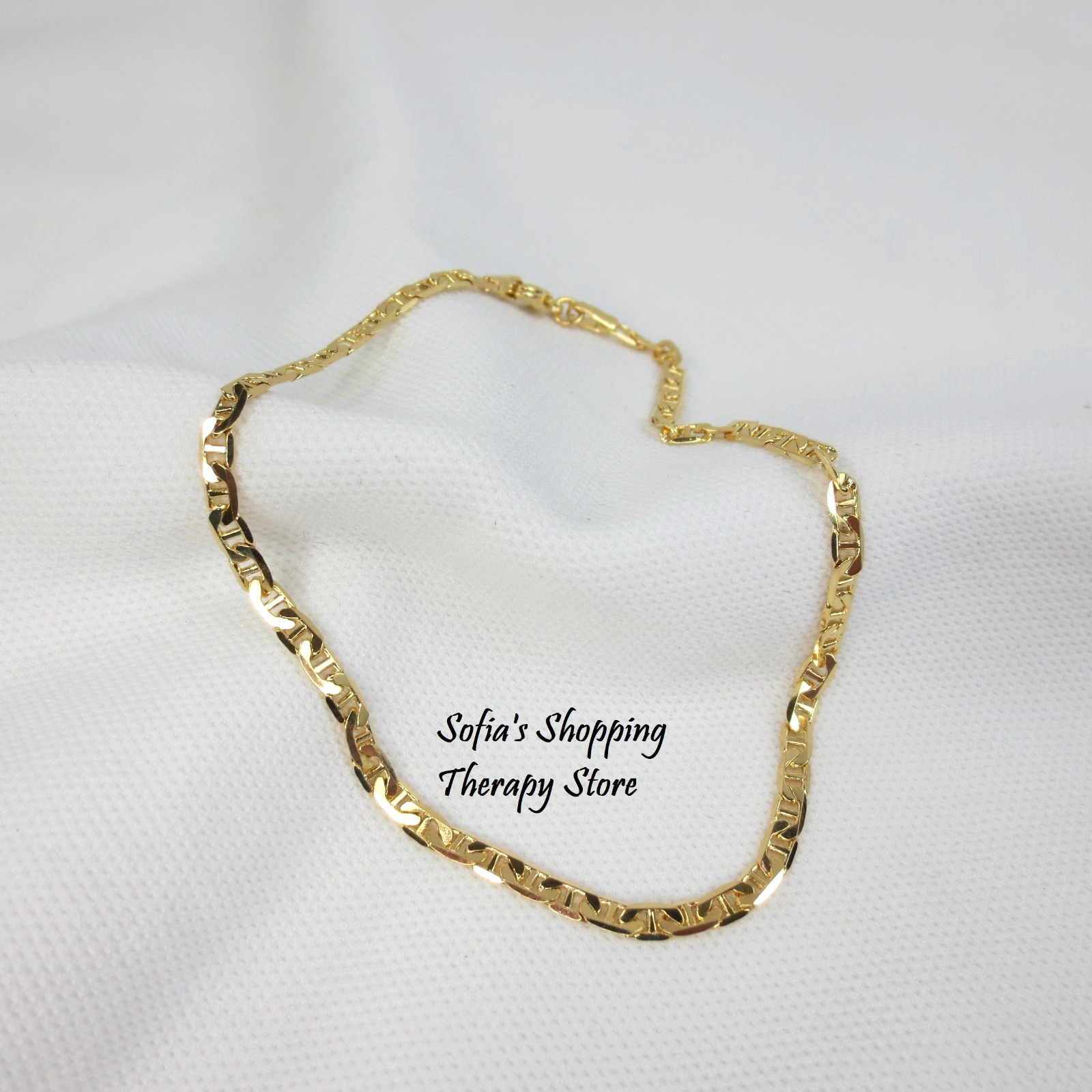 18k Gold Filled Anchor Mariner Anklet Bracelet 10″ Tarnish-Free HypoAllergenic